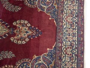Semi Antique Maroon Red Floral 7X11 Yazd Persian Rug