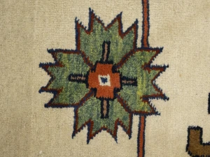 Cream Geometric Floral 7X17 Heriz Persian Rug