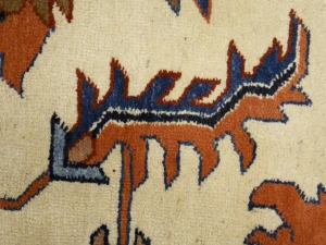 Cream Geometric Floral 7X17 Heriz Persian Rug