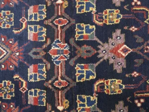 Semi Antique Purple-navy Floral 4X10 Hamedan Persian Runner Rug