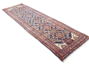 Semi Antique Purple-navy Tribal 3'5X11'5 Malayer Persian Runner Rug