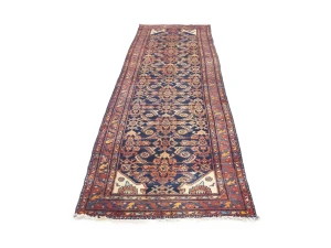 Semi Antique Purple-navy Tribal 3'5X11'5 Malayer Persian Runner Rug