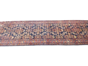 Semi Antique Purple-navy Tribal 3'5X11'5 Malayer Persian Runner Rug