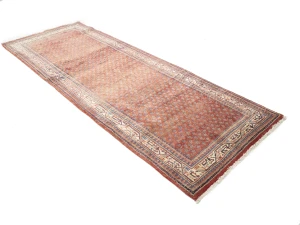 Vintage Orange-red Tribal 4X10 Botemir Persian Runner Rug