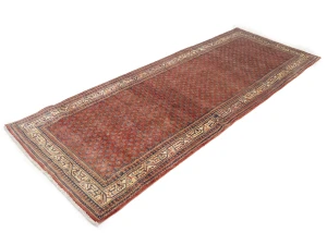 Vintage Orange-red Tribal 4X10 Botemir Persian Runner Rug