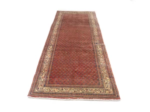 Vintage Orange-red Tribal 4X10 Botemir Persian Runner Rug