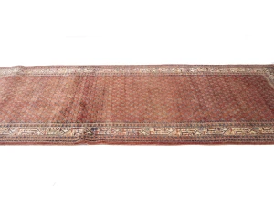 Vintage Orange-red Tribal 4X10 Botemir Persian Runner Rug
