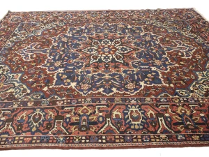 Semi Antique Rusty Brown Floral 10X13 Bakhtiari Persian Rug