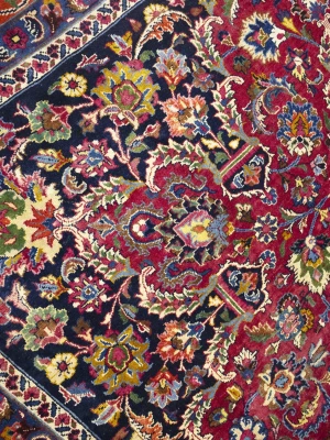 Vintage Maroon Red Floral Traditional 10X13 Mashad Persian Rug