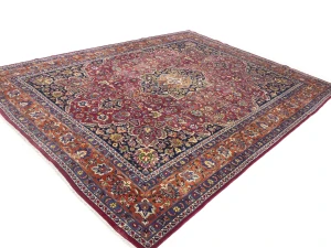 Vintage Maroon Red Floral Traditional 10X13 Mashad Persian Rug