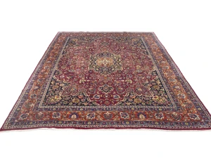 Vintage Maroon Red Floral Traditional 10X13 Mashad Persian Rug