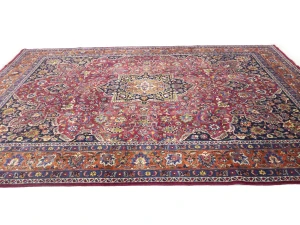 Vintage Maroon Red Floral Traditional 10X13 Mashad Persian Rug