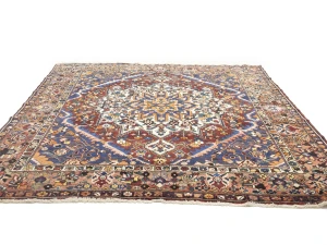 Semi Antique Rusty Brown Floral 10X10 Bakhtiari Persian Square Rug