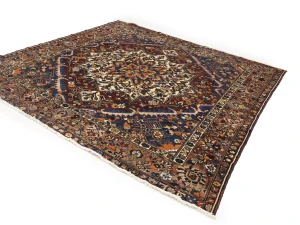 Semi Antique Rusty Brown Floral 10X10 Bakhtiari Persian Square Rug