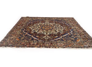 Semi Antique Rusty Brown Floral 10X10 Bakhtiari Persian Square Rug