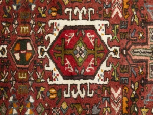 Vintage Red Geometric 2'4X9'5 Karajeh Persian Runner Rug