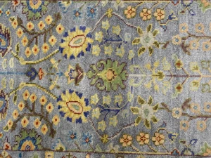 Silver Floral 2'6X8 Oushak Chobi Oriental Runner Rug