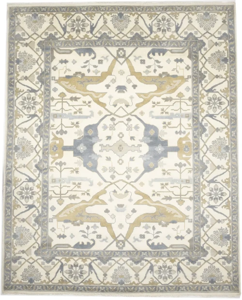 Muted Cream Floral Transitional 12X15 Oushak Oriental Rug