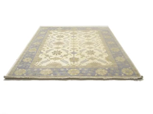 Muted Cream Floral Transitional 8X10 Oushak Oriental Rug