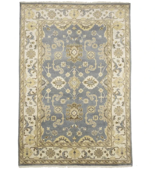 Muted Floral Transitional 6X9 Oushak Oriental Rug