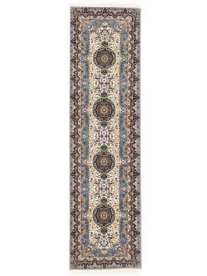 Cream Floral Kirman 3X10 Oriental Runner Rug