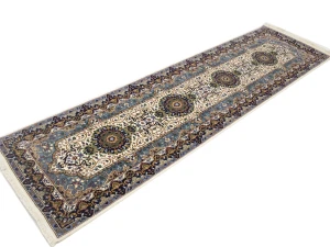 Cream Floral Kirman 3X10 Oriental Runner Rug