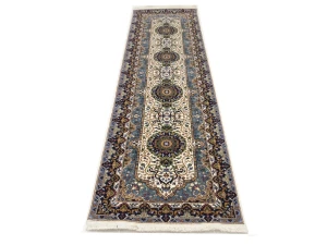 Cream Floral Kirman 3X10 Oriental Runner Rug