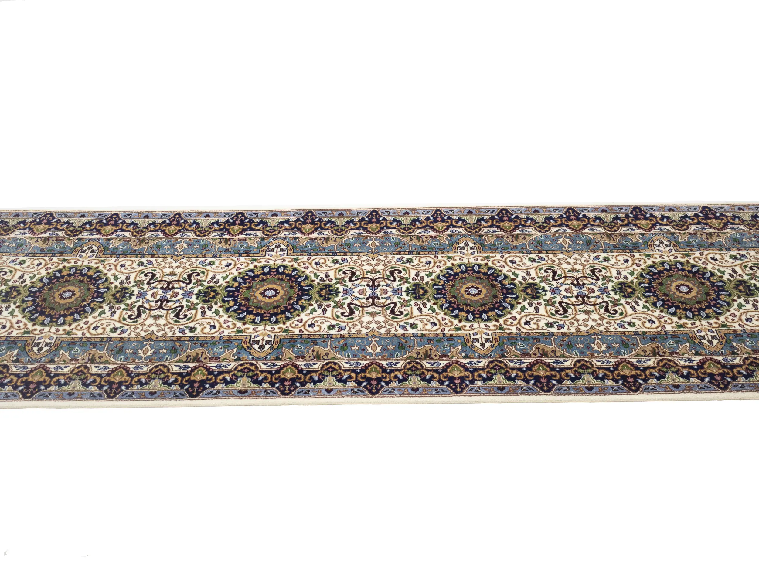 Cream Floral Kirman 3X10 Oriental Runner Rug