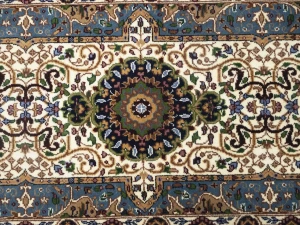 Cream Floral Kirman 3X10 Oriental Runner Rug