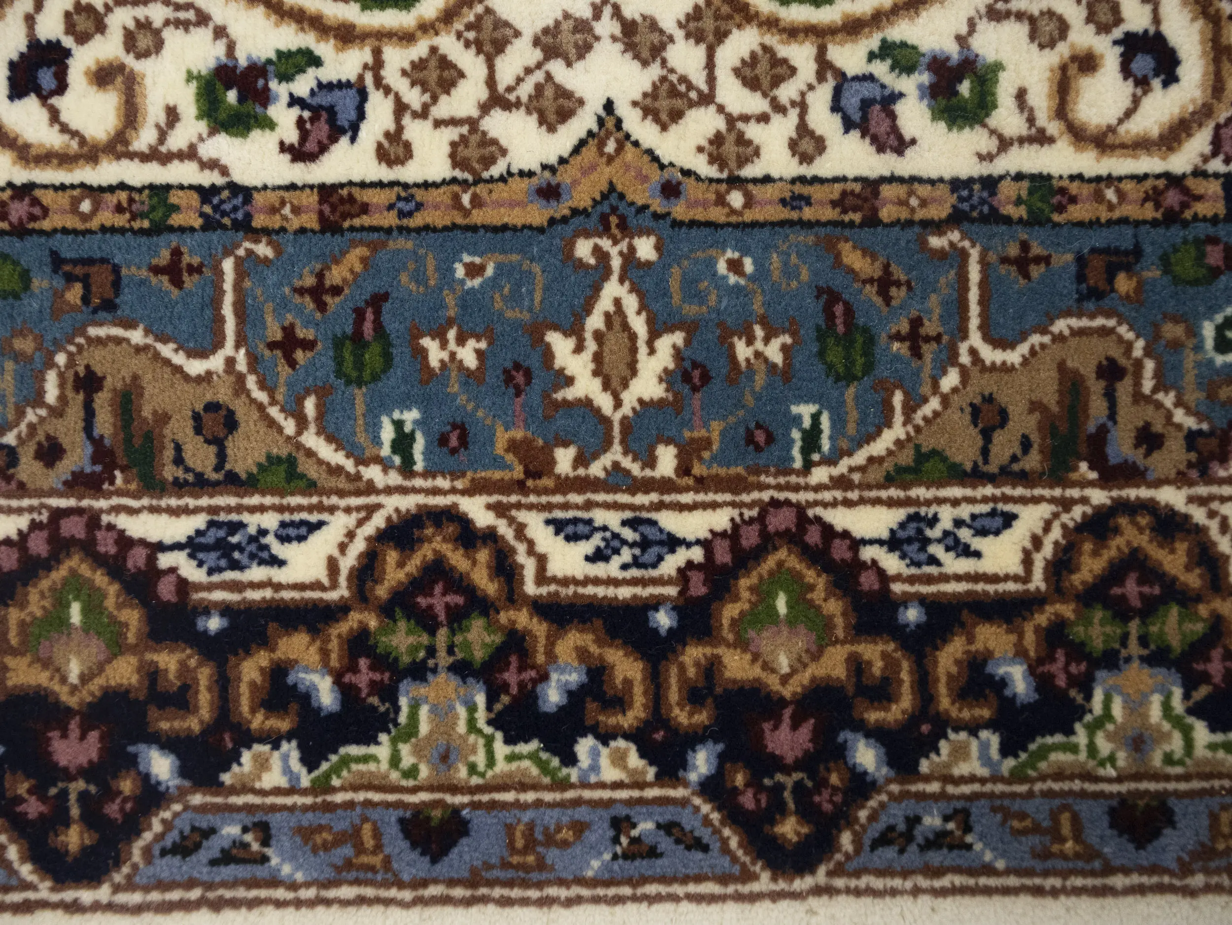 Cream Floral Kirman 3X10 Oriental Runner Rug