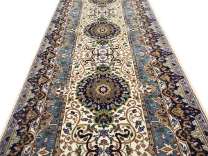 Cream Floral Kirman 3X10 Oriental Runner Rug