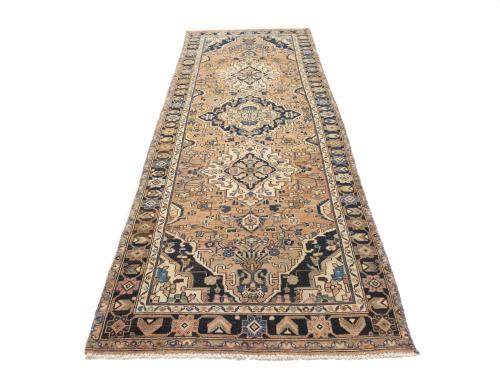 Semi Antique Rusty Beige Tribal 4X11 Hamedan Persian Runner Rug