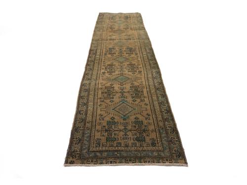 Semi Antique Muted Colors Tribal 3X14 Hamedan Persian Runner Rug