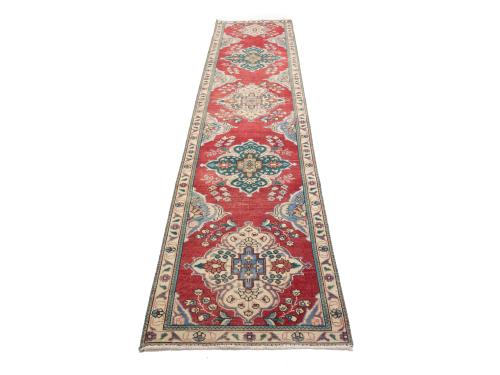 Vintage Red Traditional 2'5X12'1 Tabriz Persian Runner Rug