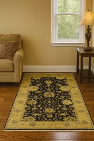 Black Transitional Floral Oushak Chobi Oriental All Size
